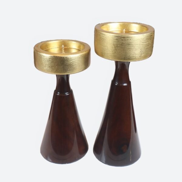 Gold Timber Candle Stand